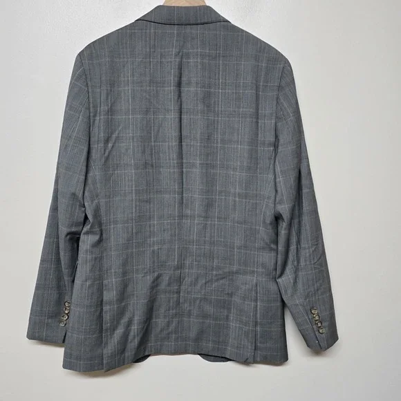 Bonobos Athletic Fit Sport Coat 38L Gray Blue Glen Plaid Blazer Marzotto Italian